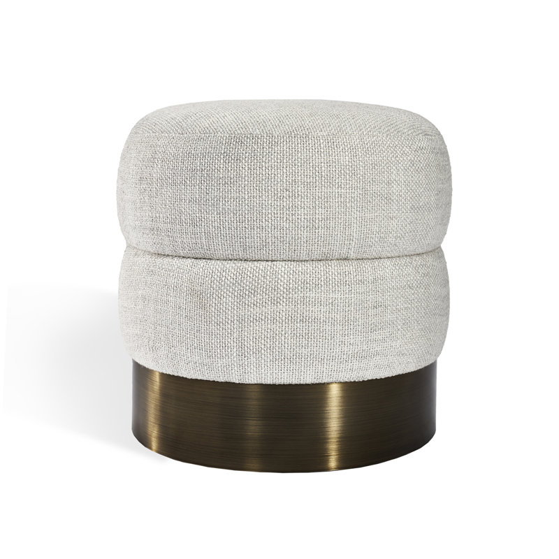Charlize Upholstered Accent Stool, Antique Bronze, Cream