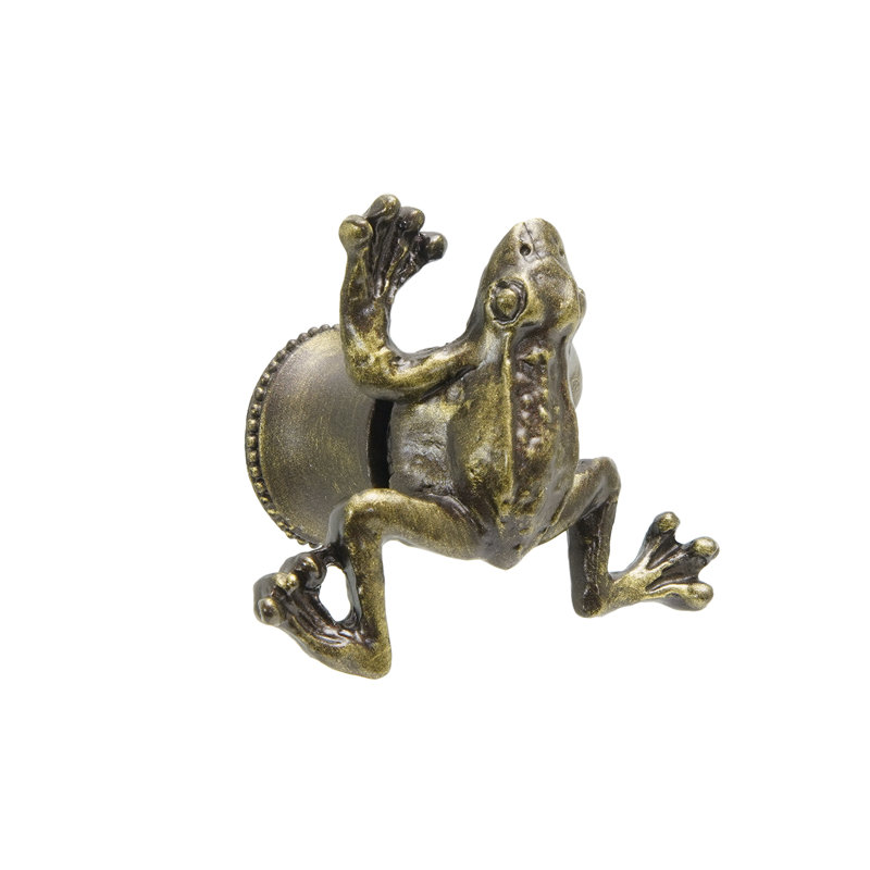 Lily Pads frog knob in finish Antique Brass