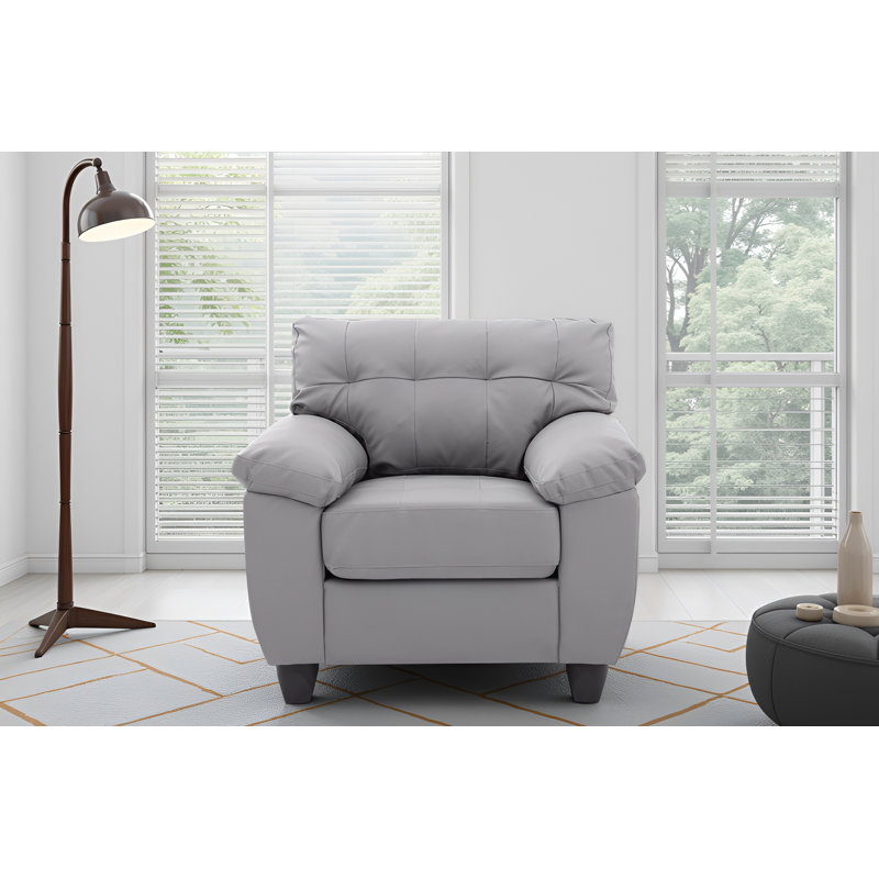 Chaise en similicuir Rimouski, Similicuir gris