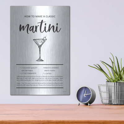  'Martini' by Lettered & Lined Metal Wall Art, 12" x 16"