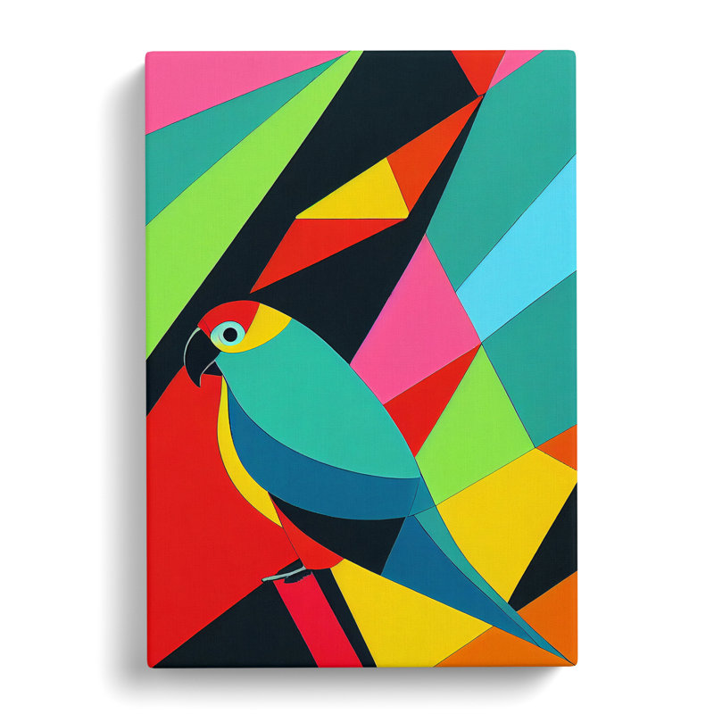 CAN-V0523-1749X Parrot Geometric - Wrapped Canvas Print, 50cm H x 35cm W, Unframed