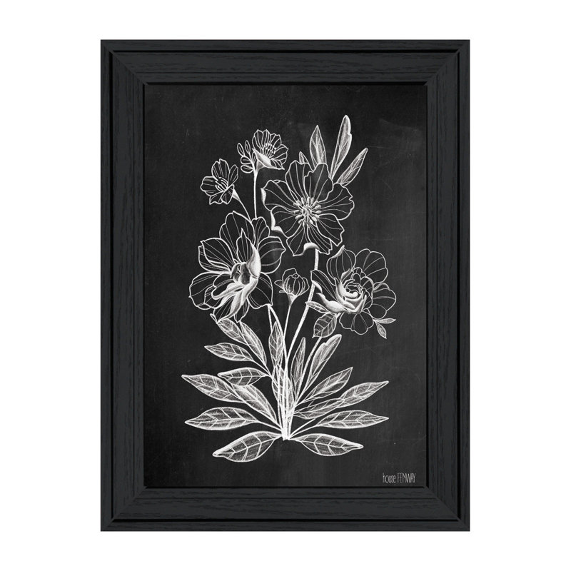 Art mural rétro encadré de fleurs de tableau noir pour le salon, décoration murale de la maison par Fenway, Noir