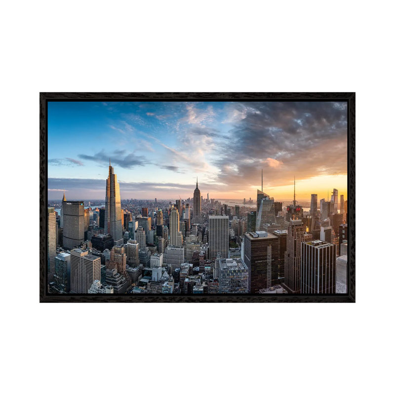 Dramatic Sunset over the Manhattan Skyline, New York City, USA 1 Piece Wall Art on Canvas, 66.04cm H x 101.6cm W x 3.81cm D