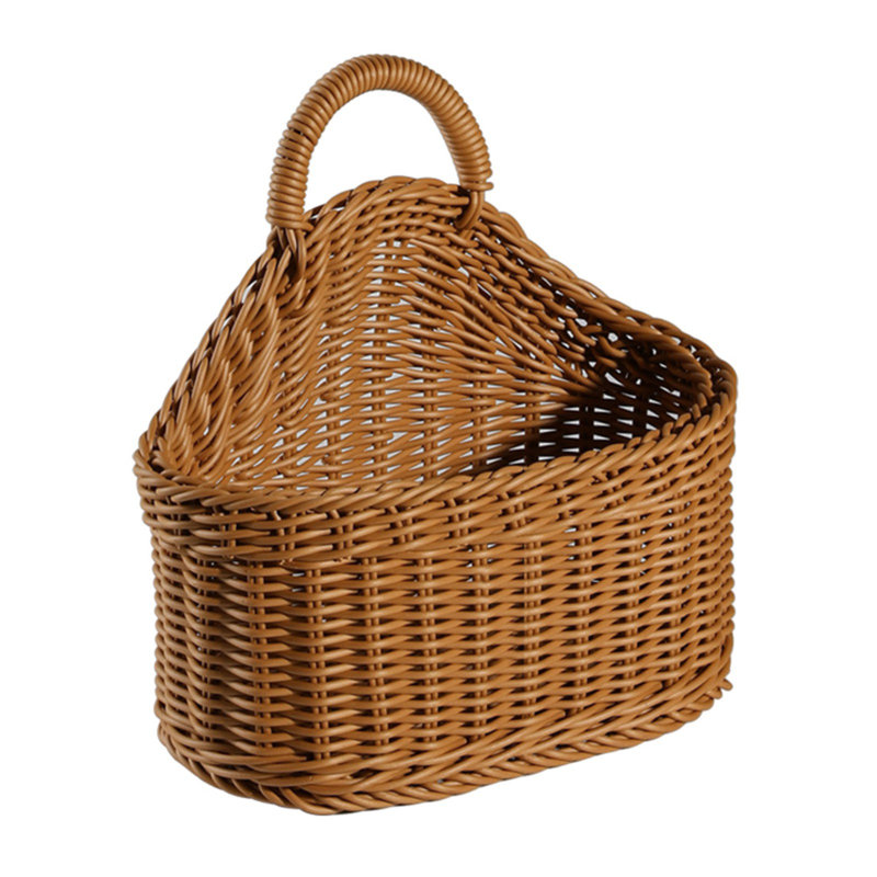 1PC Home Decor Hanging Woven Storage Basket Hand-woven Wall Basket Fruit Sundries Organizer for Plants Key Sunglasses Wallet
