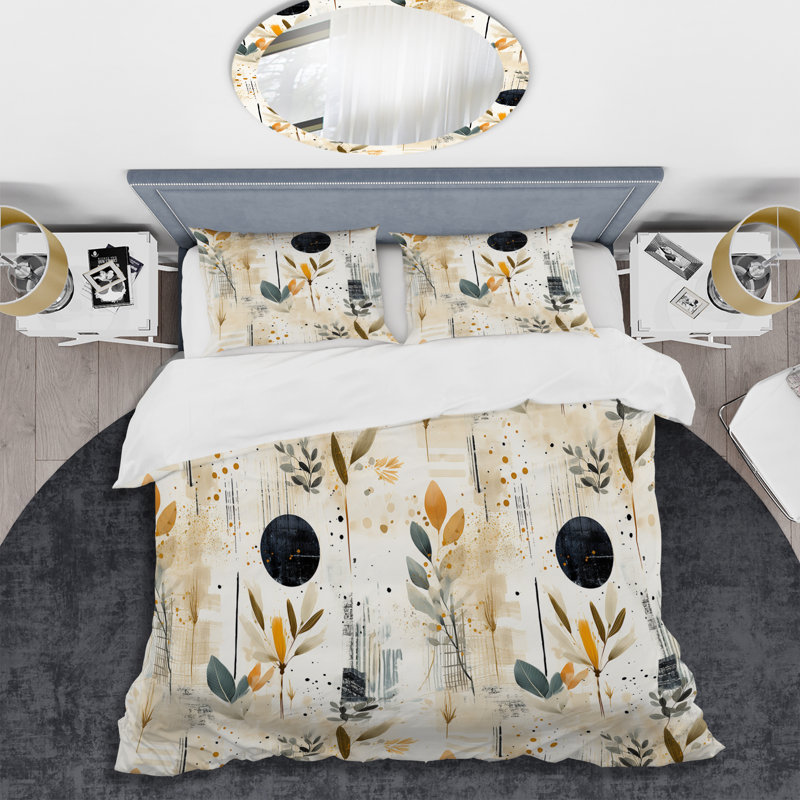 Ensemble de housse de couette beige à motif fougère Nomadic Urban, Housse de couette pour très grand lit et 2 très