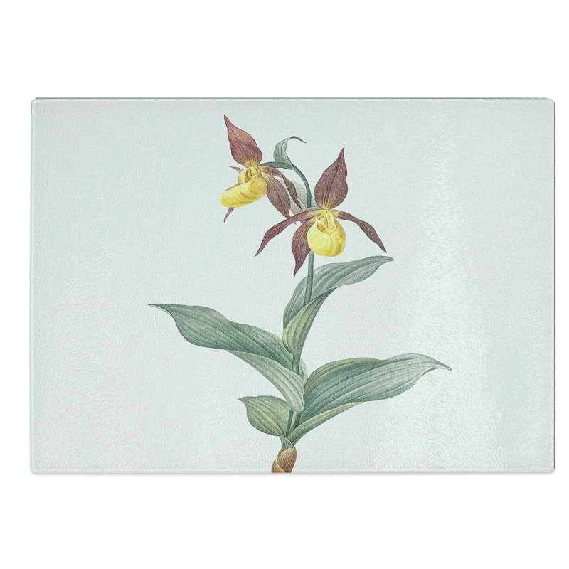 Glass Lady's Slipper Orchid by Pierre-Joseph Redoute Chopping Board, 39 cm W x 28.5 cm L