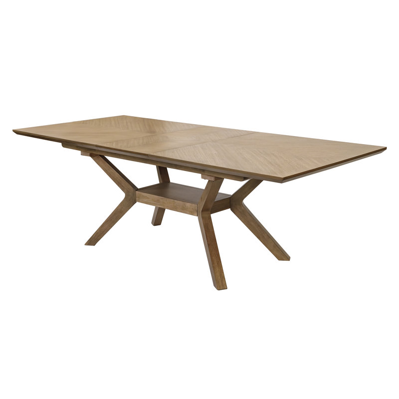 Najaah Mid-Century Modern Wood Rectangular Extension Kitchen Dining Table, Brown