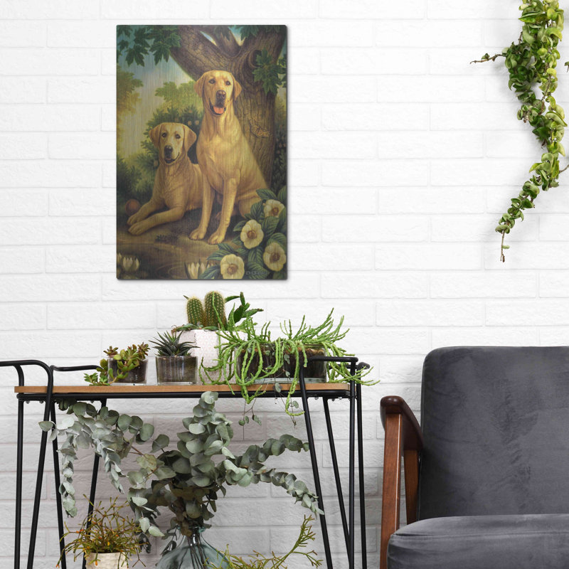 «Yellow Labs» par Dan Craig, art mural en métal, 16 po x 24 po, H 16 po x l 12 po