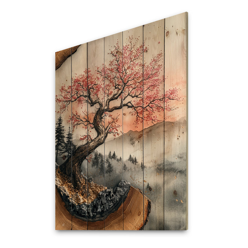 Décoration murale cerisier en fleurs Serenity Beneath The Blossoms I - Fleur de cerisier en bois