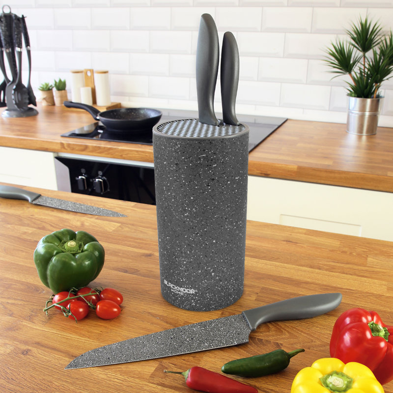Blackmoor 5 Piece Stainless Steel Knife Block Set, Grey