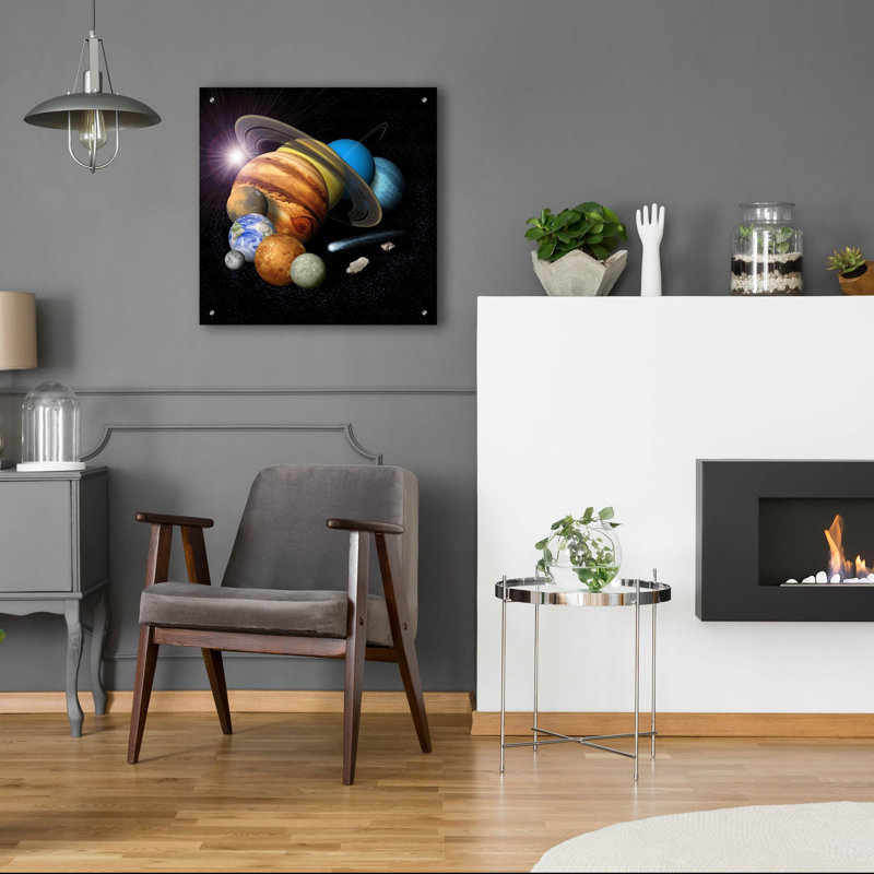 «Solar System Montage With Eight Planets Artist Concept» par la NASA, art mural en verre acrylique, 24 po x 24 po