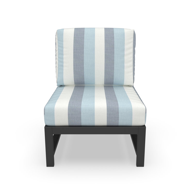 Oltjana Armless Sectional Middle Chair with Angled Slatted Back Aluminum Frame and Sunbrella Cushions, Direction Dew