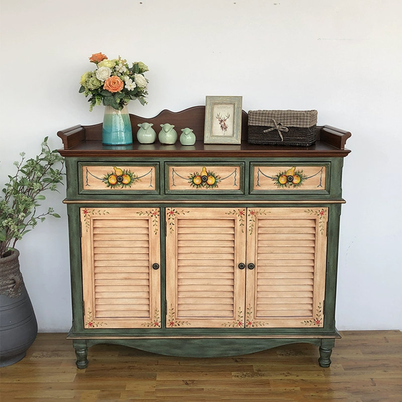 Green Solid Wood Shoe Storage Bench