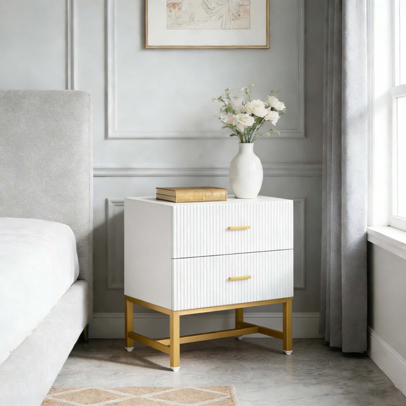 Table de chevet moderne avec 2 tiroirs et rangement