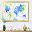 Carte du monde en vert et bleu - Impression sur toile-59283097-59283099