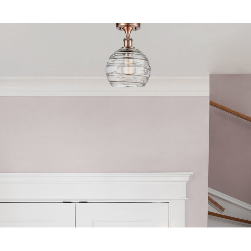 Anie Glass Semi Flush Mount, Antique Copper, No Bulb Included, 16.88"H x 13.75"W x 13.75"D
