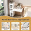 Coiffeuse, miroir à DEL, tiroirs, tablettes, armoires, options d'éclairage, maquillage