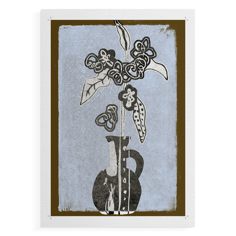 Fleurs graphiques dans un vase I - Impression sur toile seulement - NON-CADRE, H 27 po x l 18 po