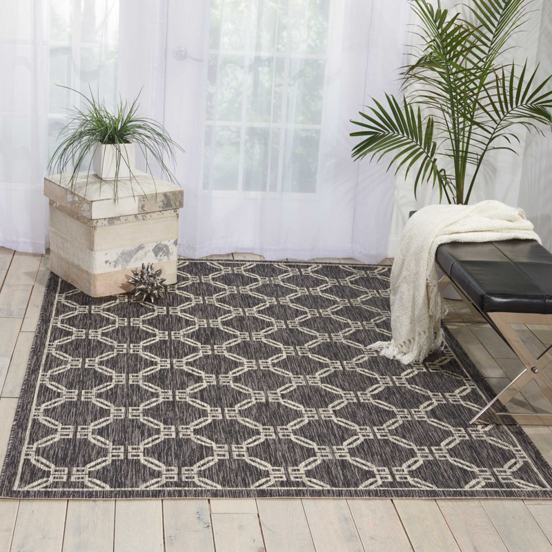 Tapis intérieur / extérieur gris anthracite Quinata, Rectangle 3 pi 6 po x 5 pi 6 po