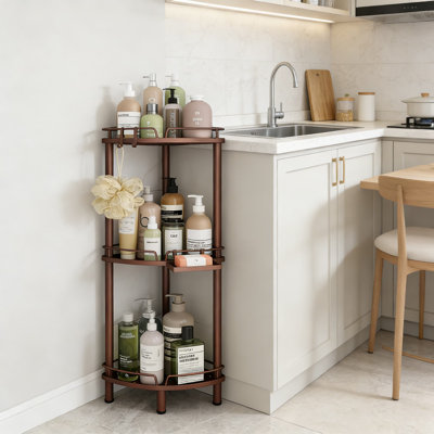 Freestanding Corner Shower Caddy With 3 Rustproof Shelves, Adjustable Feet, Soap Holder And Hooks - Space-Saving Bathroom Storage Organizer For Shower And Bathtub