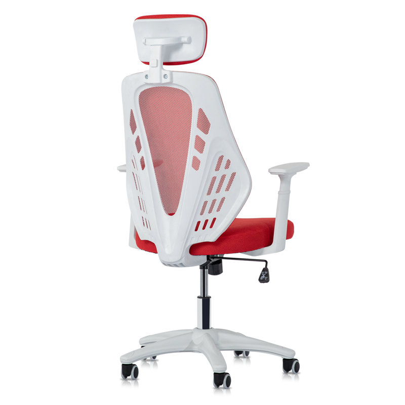 High Back Mesh Office Chair with Adjustable Headrest, Red