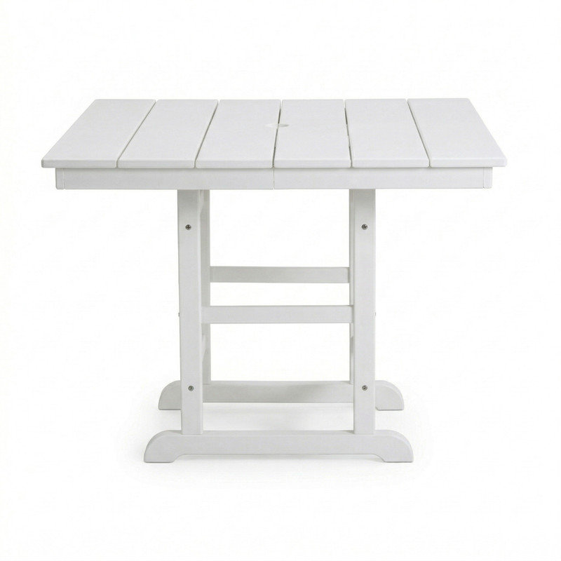 Table de patio pliante en PEHD blanche, table de salle à manger d'extérieur toutes saisons 37,8 po, Blanc