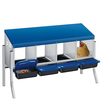 Chicken Nesting Boxes,Weatherproof Galvanized Steel Chicken Egg Laying Box with Handle Perch & Automatic Rollout Egg Collection, Easy Clean & Quick Assemble for Chicken Coop