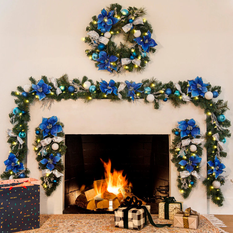 Christmas Wreath Swag Blue and White Christmas Swag Wreath Holiday