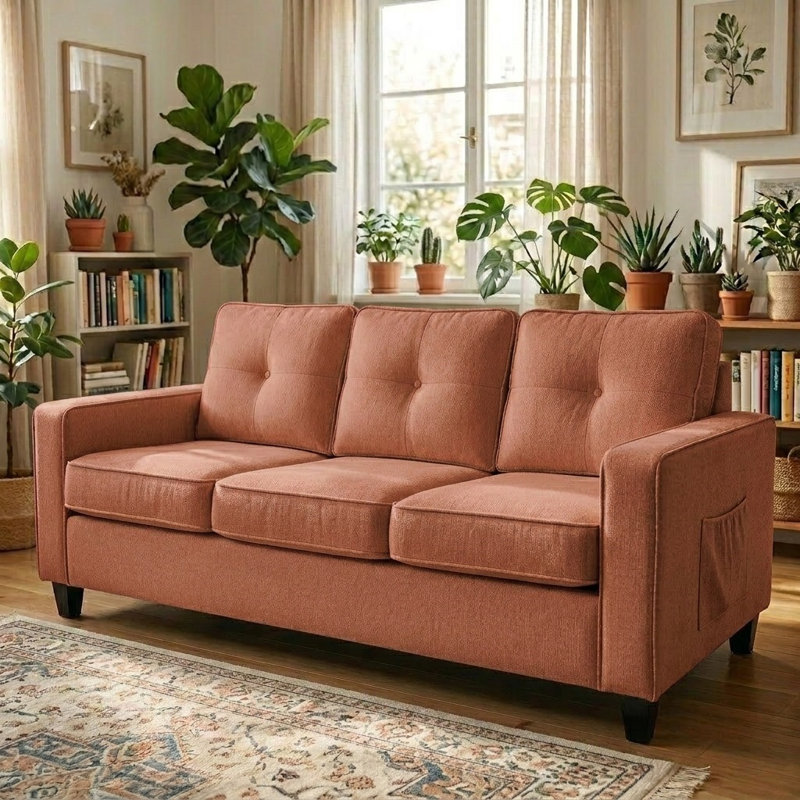 Canapé en chenille de 77,2 po de largeur, red orange Polyester