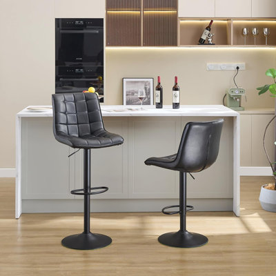 Swivel Upholstered Adjustable Height Counter Bar Stool with Backs for Kitchen Island