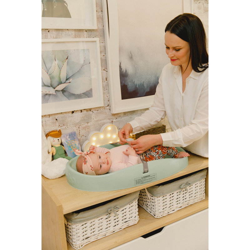 Hemlock Green Ergonomic Foam Baby Changing Pad with Safety Belt