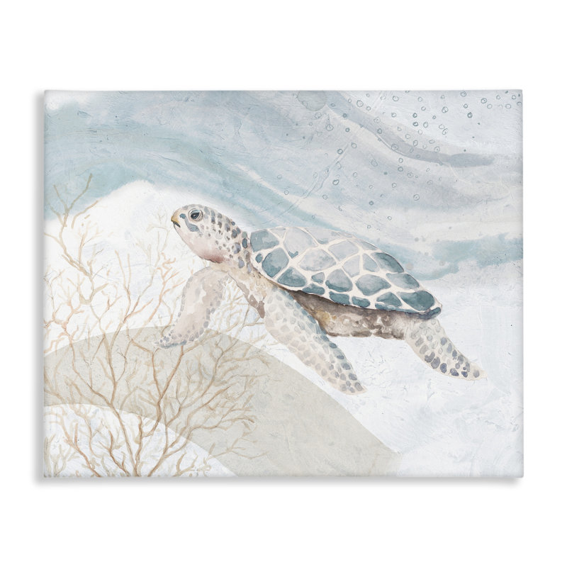 Tortue sur toile, motif brossé, par Patricia Pinto, H 24 po x l 30 po