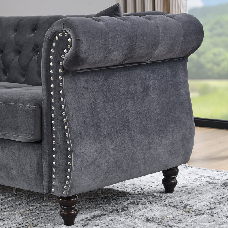 3-Seater + 3-Seater Combination Sofa.Grey Velvet