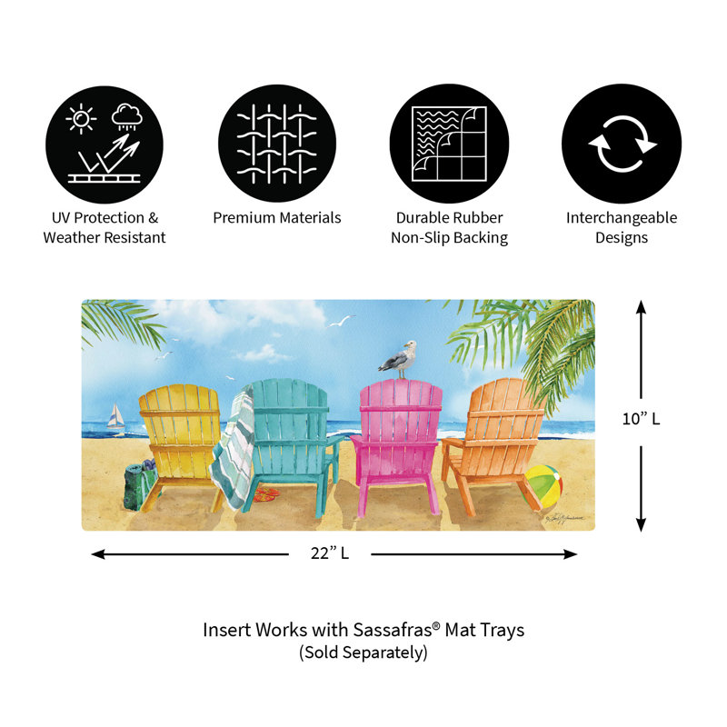 Evergreen Sassafras Beach Chairs Non-Slip Rubber Outdoor Mat