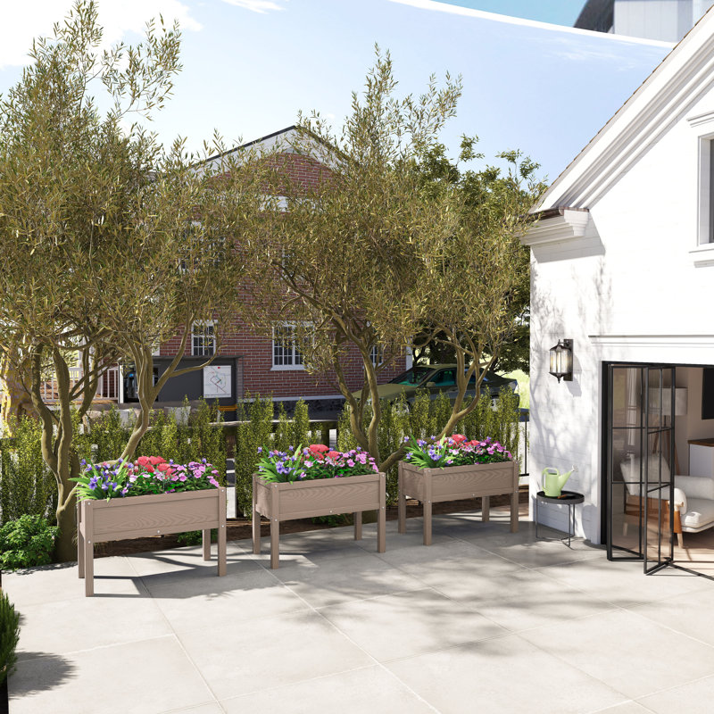 Lit de jardin surélevé avec jardinière surélevée, Beige