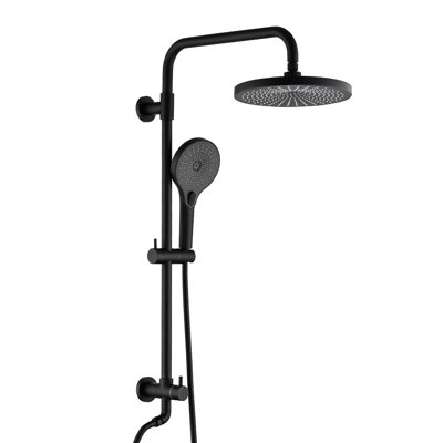 Matte Black Dual Shower With Handheld - 8" Rainfall Head & 3-Setting , Slide Bar For Height Adjustment, Corrosion And Discoloration Resistance, Wall Mounted System Adjustable Bar, Corrosion Finish,
