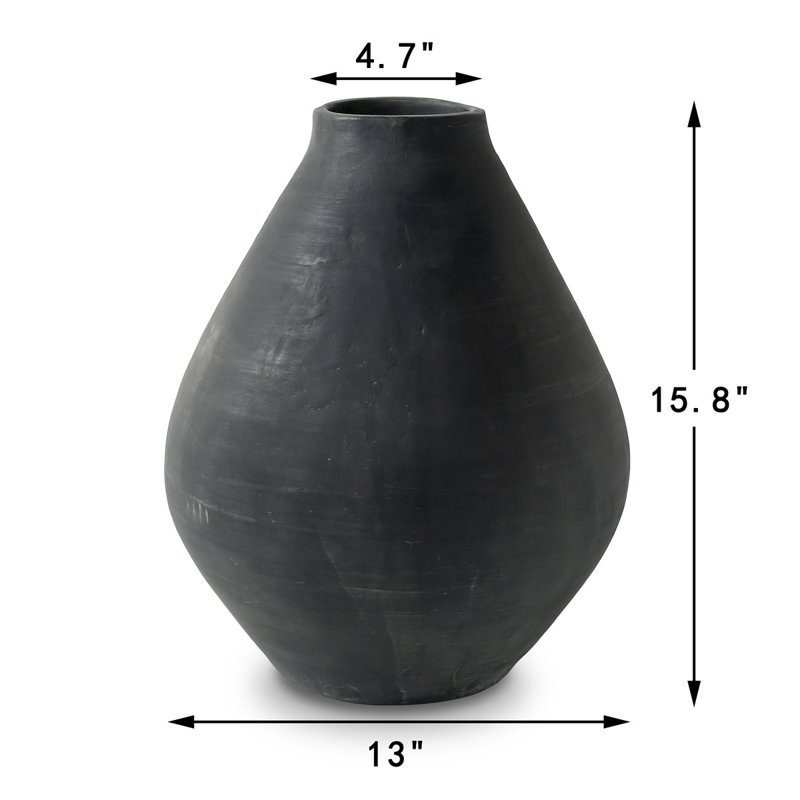 Approx.16" Earthy Gray Pottery Vase Cone-Shaped