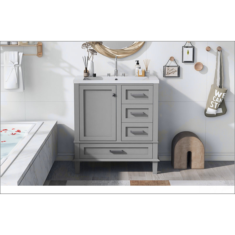Ensemble de meuble-lavabo moderne 30 po avec meuble-lavabo 30 po, Gris