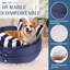 Man Friend Comfort Wowmax Calming Dog Bed For Medium Size Dogs Up To 18.1 kg, Round Dog Beds With Removable Washable Cover, Anti-Anxiety Dogs Beds, Pet Beds With Non-Slip Bottom, 58.4 × 22.9 cm, Blue Stripes