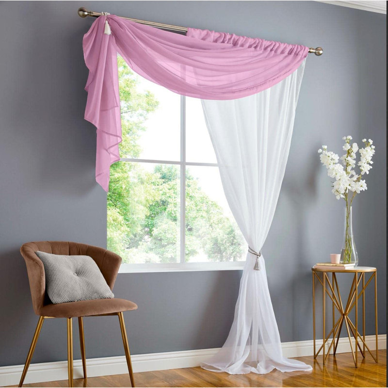 Jawwad Sheer Curtain Single Panel, 144.78 W x 182.88 D cm, Blush