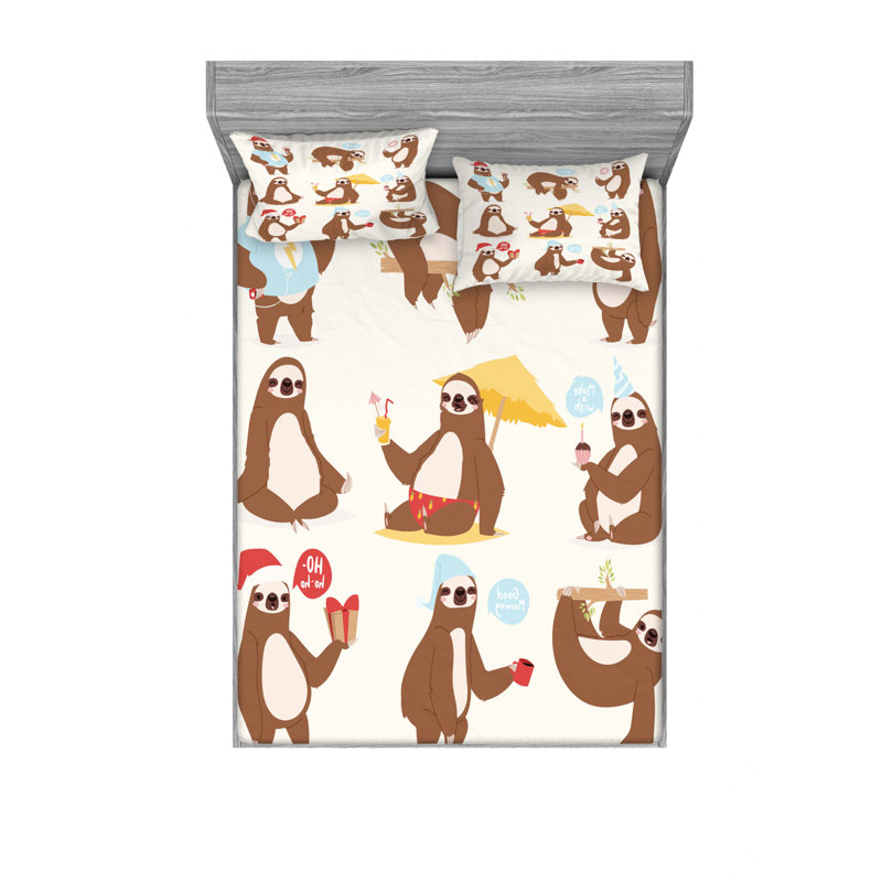 Ensemble de draps à personnages amusants sluggard, Ensemble de draps pour lit double avec un drap-hou