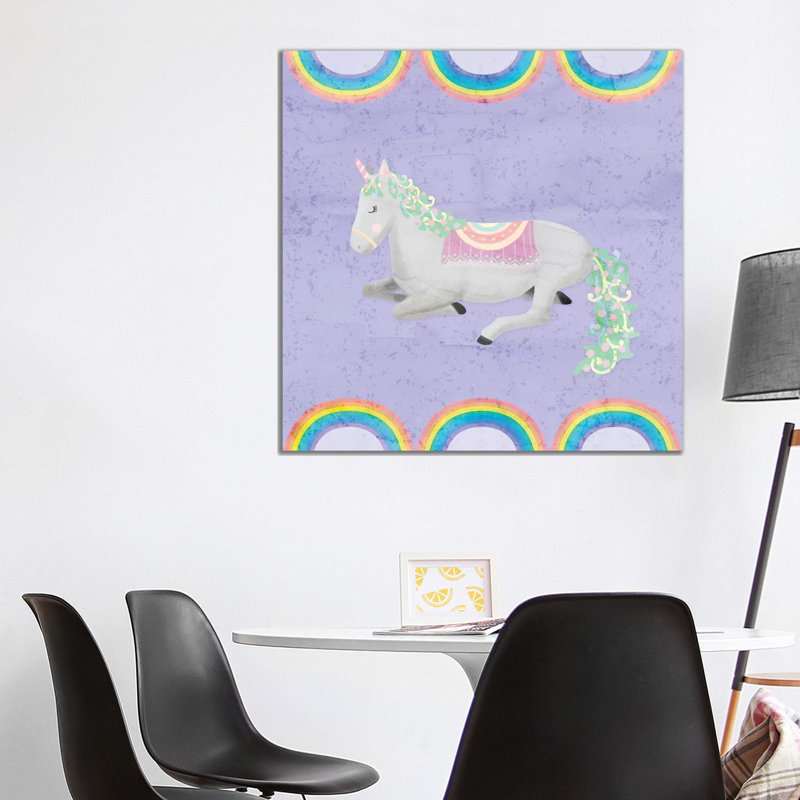 Rainbow Unicorn IV by Noonday Design - Wrapped Canvas Painting, 93.98 cm H x 93.98 cm W x 3.175 cm D