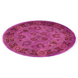 Overdyed One-of-a-Kind Round 4'1" Hand Knotted Area Rug