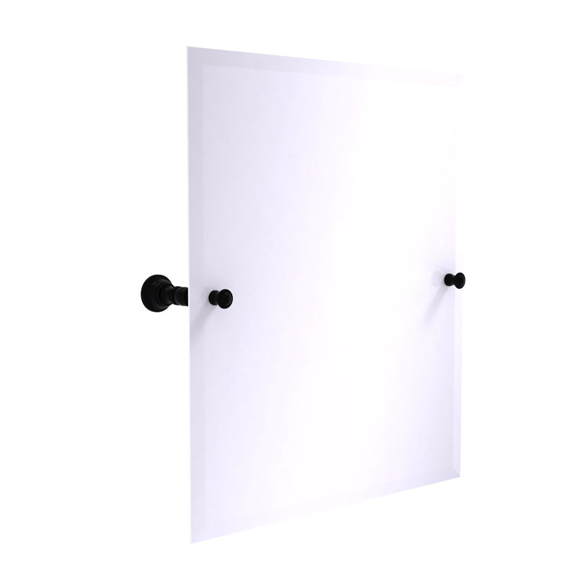 Miroir de meuble-lavabo biseauté sans cadre Freyja, Noir mat, 26 po x 21,8 po