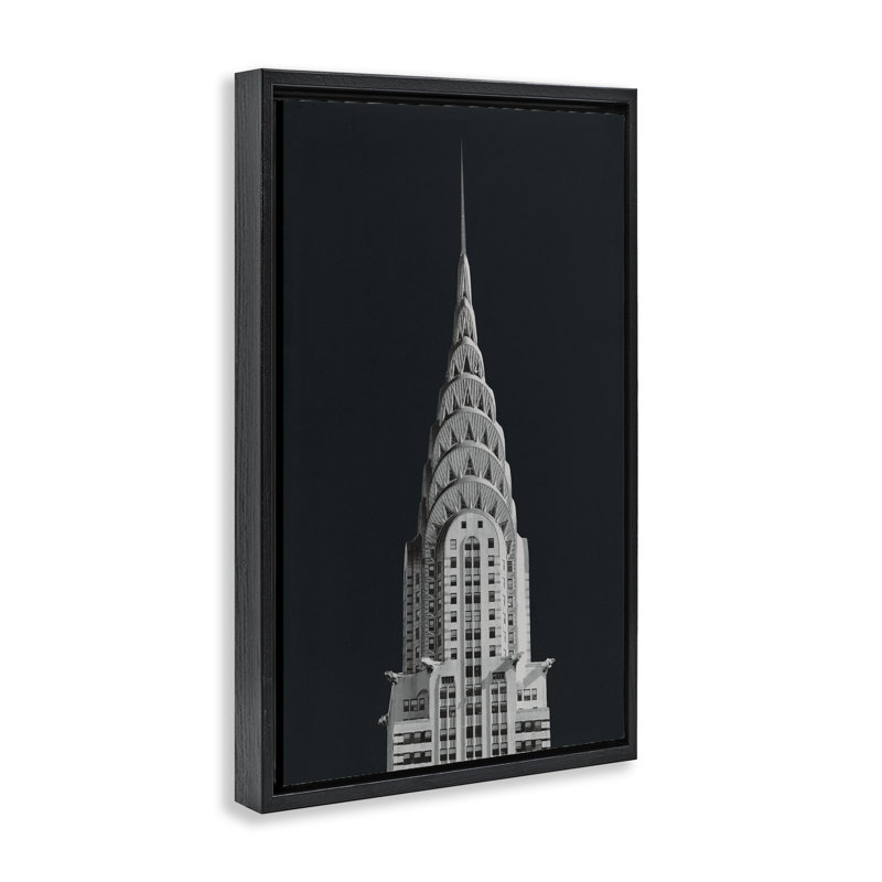 Cadre flottant Chrysler Building Architecture, conception par Wild Apple Portfolio, Cadre flottant noir de jais