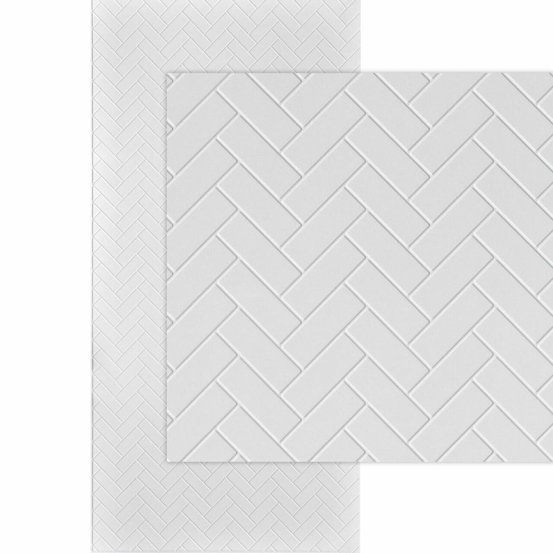 Chevron MirroFlex x 8 pi Panneaux muraux PVC PVC 3D - Blanc brillant (32 pieds carrés / feuille)