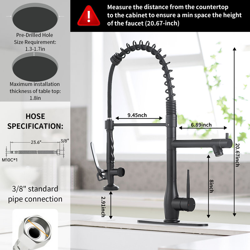 Modern Commercial Pull-Down Kitchen Faucet With Sprayer — Single Handle Brass Tap In Matte Black, Matte Black