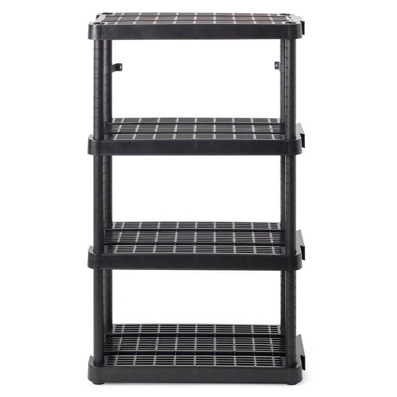 Rangement ventilé à hauteur réglable à 4 tablettes pour hauteur moyenne Gracé Living, Noir, noir, noir, noir