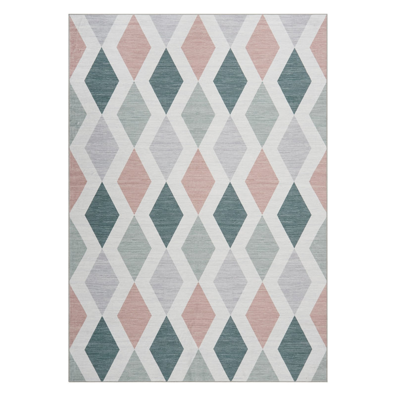 Boho Vintage Floral Area Rug - Machine Washable, Non-Slip, Mark Resistant - Large Soft Carpet for Living Room, Bedroom - Green Tone, 5x7ft