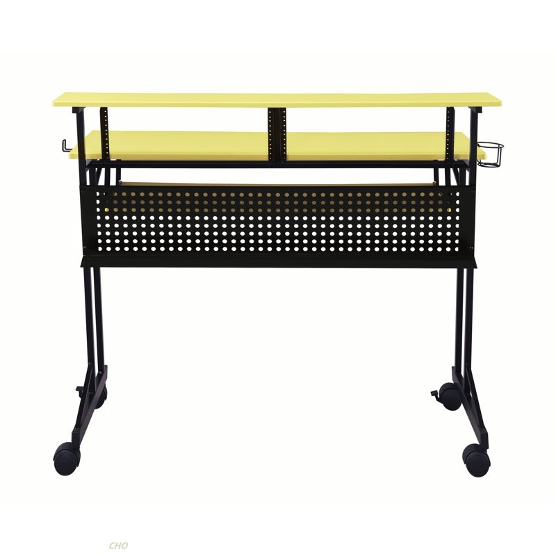 Yellow And Black Music Studio Desk With Keyboard Tray